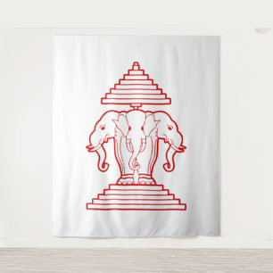 Erawan Three Headed Elephant Lao / Laos Flag Tapestry