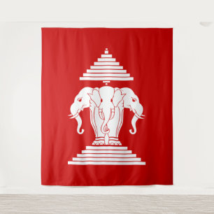 Erawan Three Headed Elephant Lao / Laos Flag Tapestry