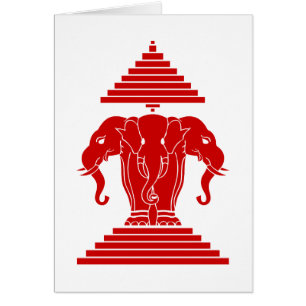 Erawan Trois éléphant en tête Lao / Laos Drapeau