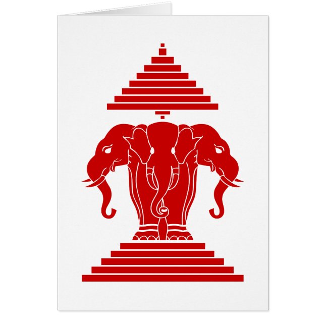 Erawan Trois éléphant en tête Lao / Laos Drapeau (Devant)