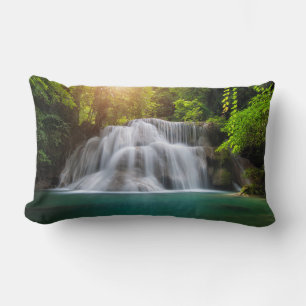 Erawan Waterfall Kanjanaburi Thailand Lumbar Pillow