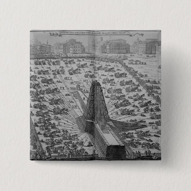 Erecting the Ancient Egyptian Obelisk 2 Inch Square Button (Front)