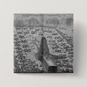 Erecting the Ancient Egyptian Obelisk 2 Inch Square Button