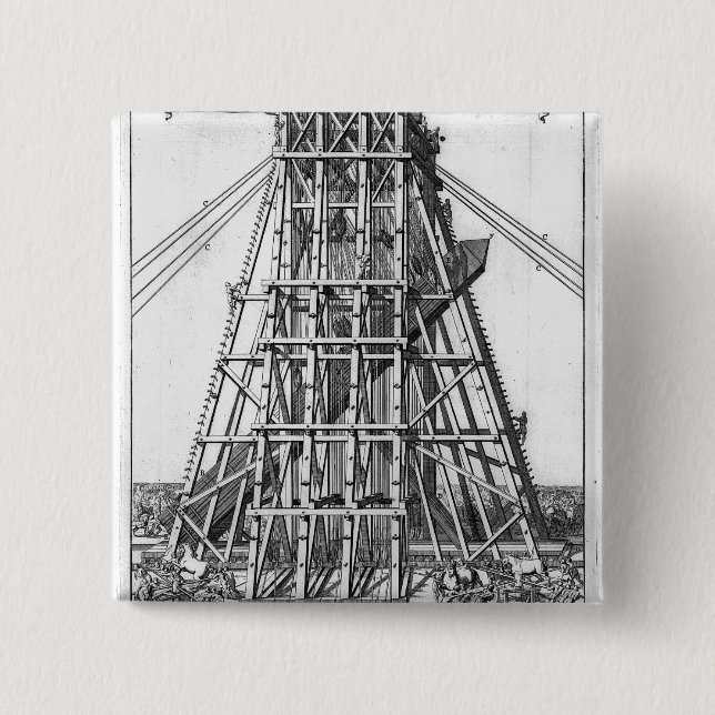 Erecting the Ancient Egyptian Obelisk 2 Inch Square Button (Front)