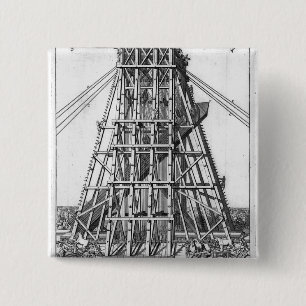 Erecting the Ancient Egyptian Obelisk 2 Inch Square Button