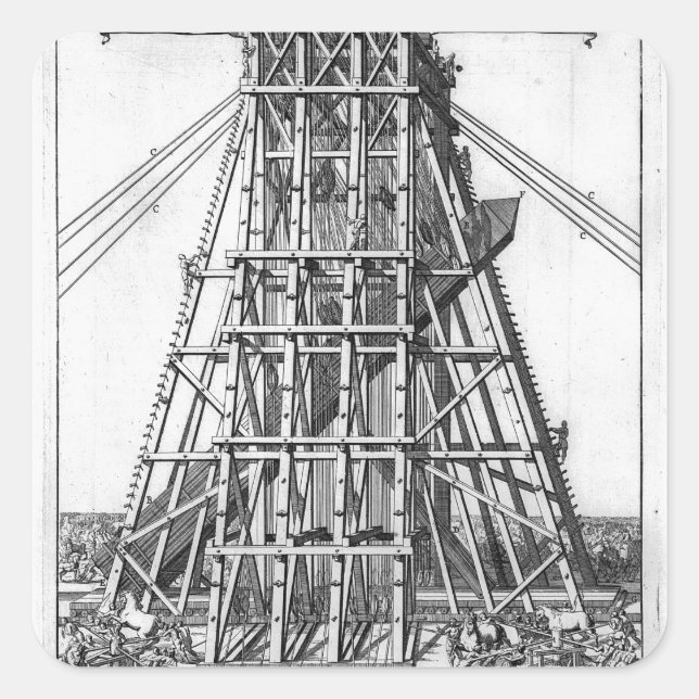 Erecting the Ancient Egyptian Obelisk Square Sticker (Front)