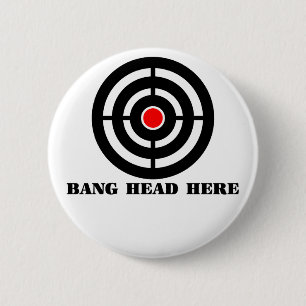 Ergonomic Stress Relief: Bang Head Here 2 Inch Round Button