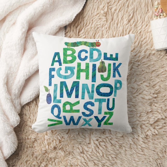 Eric Carle | Alphabet Caterpillar Letters Pattern Throw Pillow (Blanket)