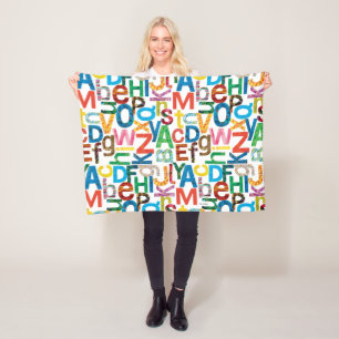Eric Carle Alphabet Pattern Letters Fleece Blanket