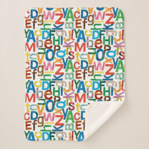 Eric Carle Alphabet Pattern Letters Sherpa Blanket