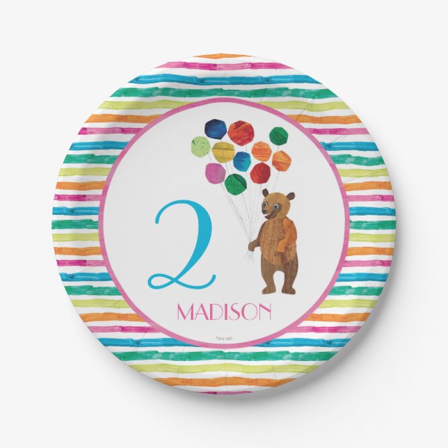 Eric Carle | Beary Rainbow Birthday Paper Plate (Front)