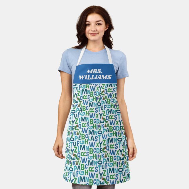 Eric Carle | Blue & Green Alphabet Pattern Apron (Worn)