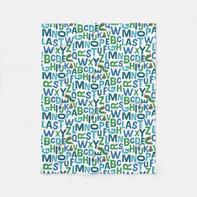 Eric Carle | Blue & Green Alphabet Pattern Fleece Blanket (Front)