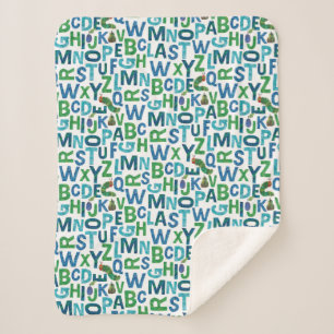 Eric Carle Blue & Green Alphabet Pattern Sherpa Blanket