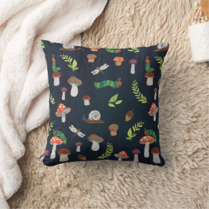 Eric Carle   Bugs and Mushrooms Pattern Throw Pillow