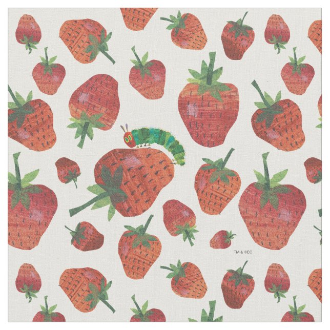 Eric Carle | Caterpillar and Strawberry Pattern Fabric (Close Up)