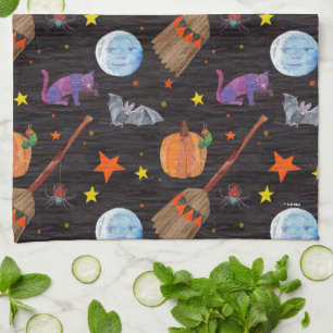 Eric Carle Caterpillar Black Halloween Pattern Kitchen Towel