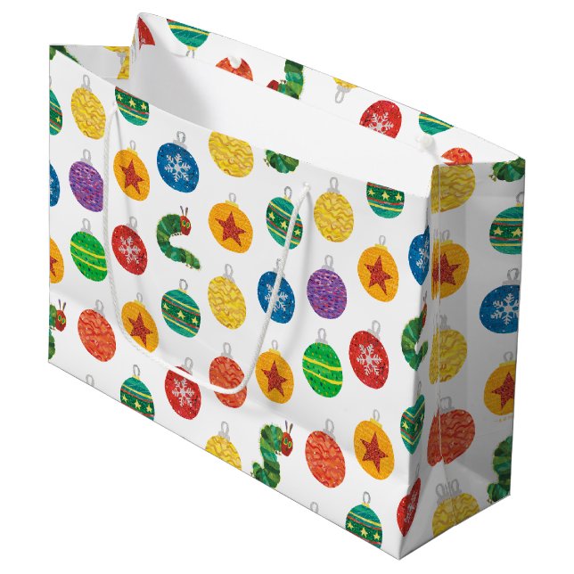 Eric Carle | Caterpillar Christmas Pattern Large Gift Bag (Front Angled)