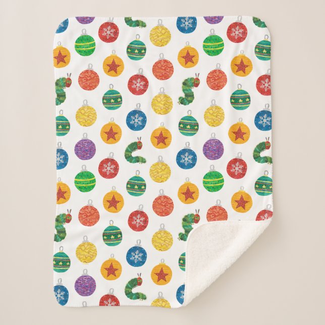 Eric Carle | Caterpillar Christmas Pattern Sherpa Blanket (Front)