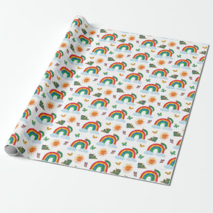 Eric Carle   Caterpillar Rainbow Butterfly Pattern Wrapping Paper
