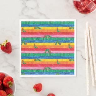 Eric Carle   Caterpillar Rainbow Stripe Pattern Napkin