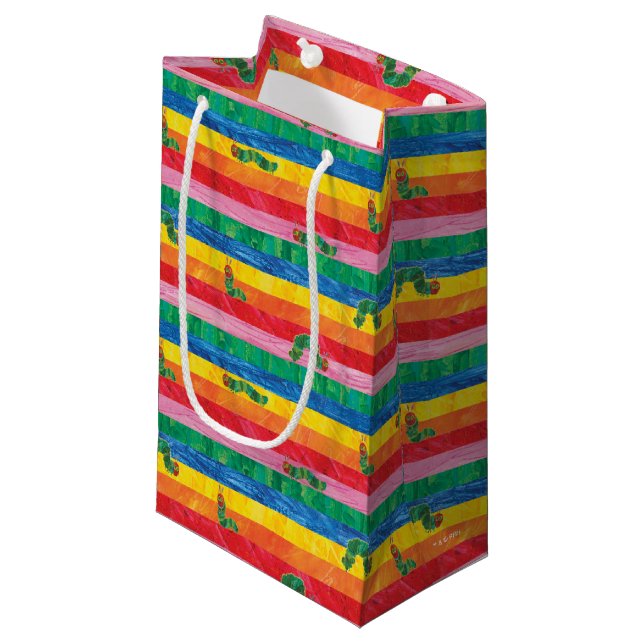 Eric Carle | Caterpillar Rainbow Stripe Pattern Small Gift Bag (Front Angled)