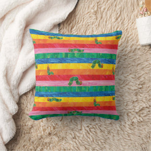 Eric Carle Caterpillar Rainbow Stripe Pattern Throw Pillow