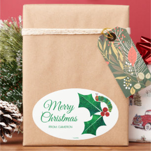 Eric Carle Christmas Caterpillar Oval Sticker