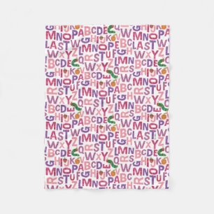 Eric Carle Pink & Purple Alphabet Pattern Fleece Blanket