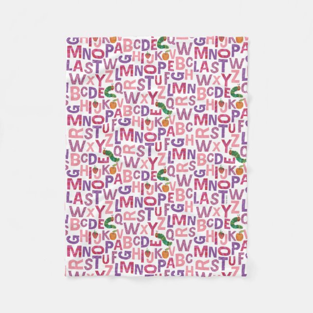 Eric Carle | Pink & Purple Alphabet Pattern Fleece Blanket (Front)