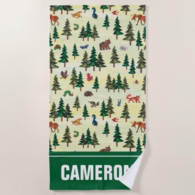 Eric Carle | Ready for Forest Fun Pattern Beach Towel (Front)