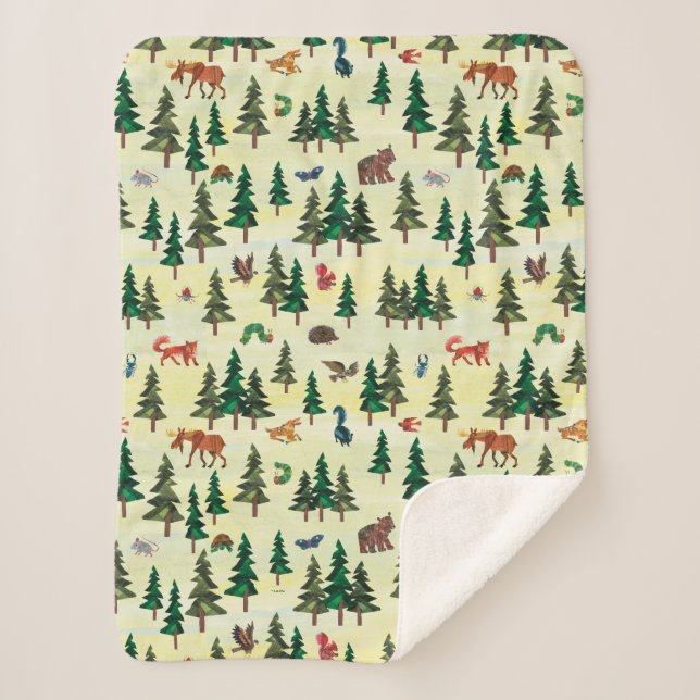 Eric Carle | Ready for Forest Fun Pattern Sherpa Blanket (Front)