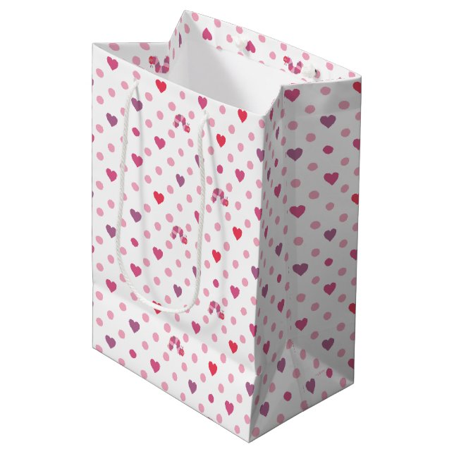 Eric Carle | Valentine Heart Polka Dot Pattern Medium Gift Bag (Front Angled)