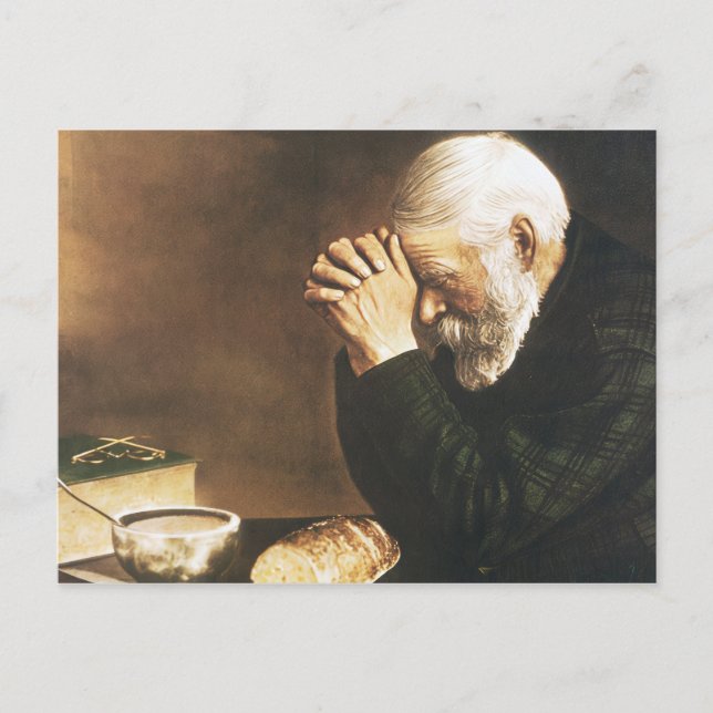 Eric Enstrom Grace Man Praying Over Bread Print Postcard (Front)
