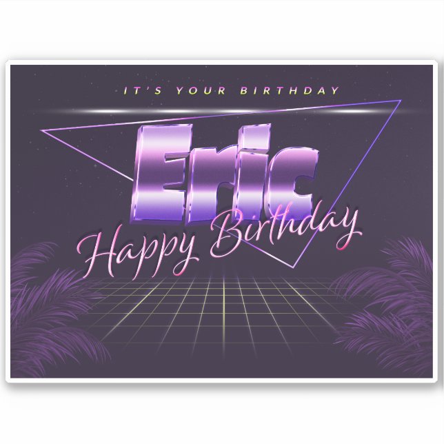 Eric Name First name lila retro Sticker Birthday (Front)