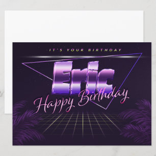 Eric Name Vorname lila retro Karte Geburtstag Card