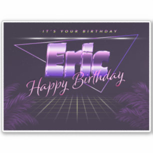 Eric Name Vorname lila retro Sticker Geburtstag