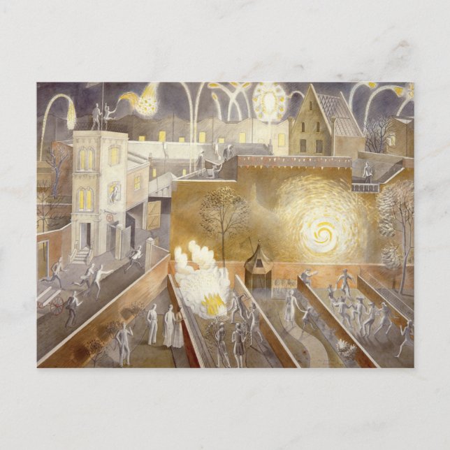 Eric Ravilious art,  November 5th Postcard (Front)