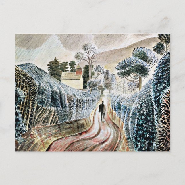 Eric Ravilious art, Wet Afternoon Postcard (Front)