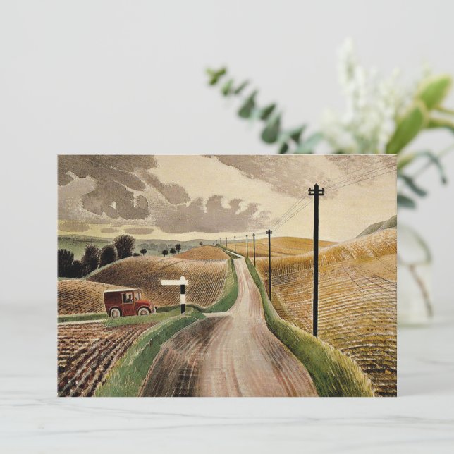 Eric Ravilious art, Wiltshire Landscape Card (Standing Front)