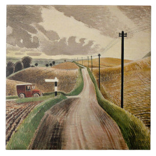 Eric Ravilious art, Wiltshire Landscape, Tile