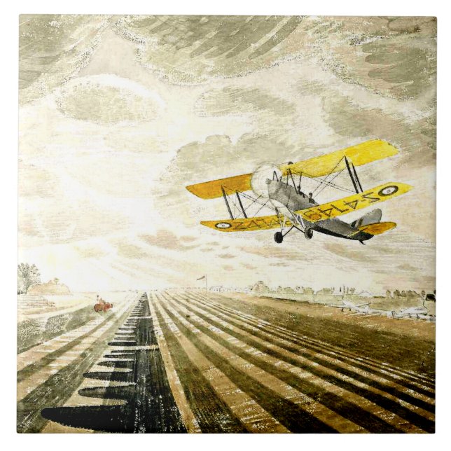 Eric Ravilious artwork, Tiger Moth, Tile (Front)