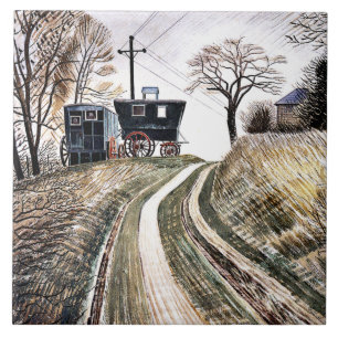 Eric Ravilious - Caravans, Tile