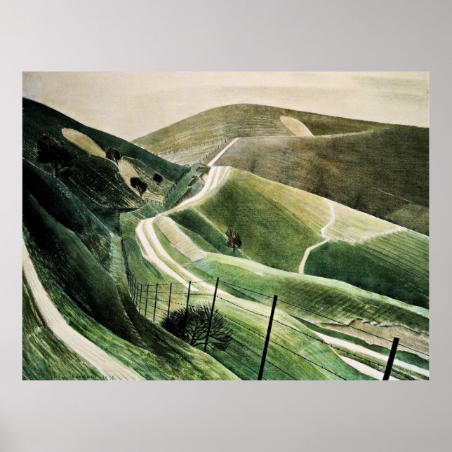 Eric Ravilious - Chalk Paths, famous artwork Poster (Front)