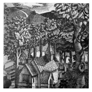 Eric Ravilious - Church under a Hill, Tile