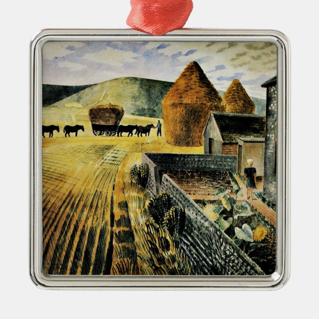 Eric Ravilious - Furlongs, famous painting, Metal Ornament (Front)