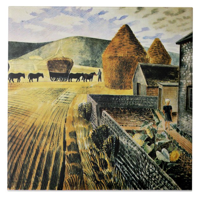 Eric Ravilious - Furlongs, fine art painting, Tile (Front)