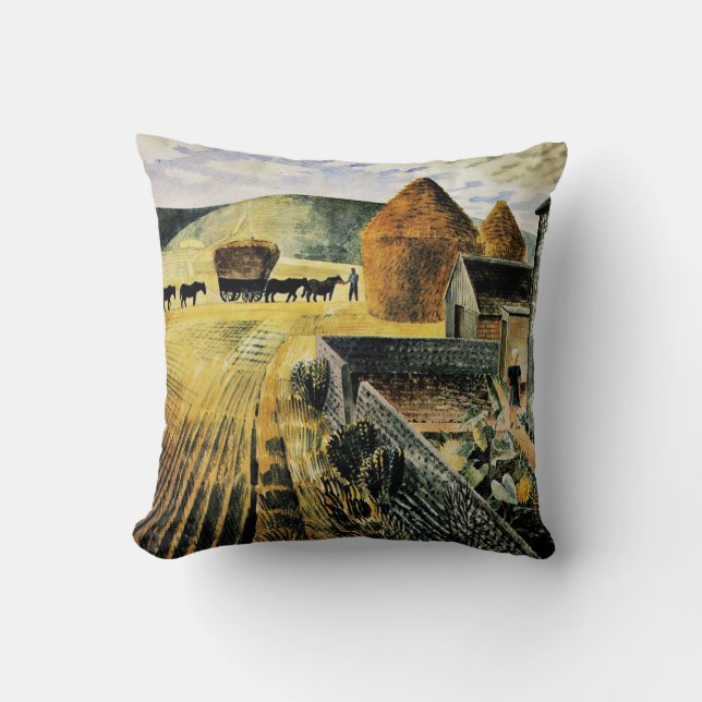 Eric Ravilious - Furlongs Throw Pillow (Front)