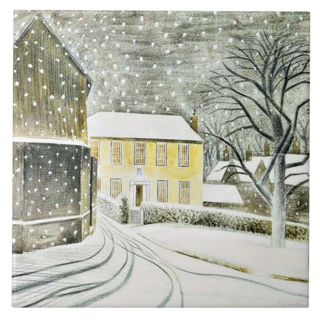 Eric Ravilious - Hallstead Road in Snow, Tile (Front)