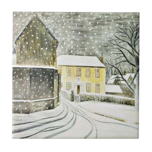 Eric Ravilious - Hallstead Road in Snow, Tile (Front)